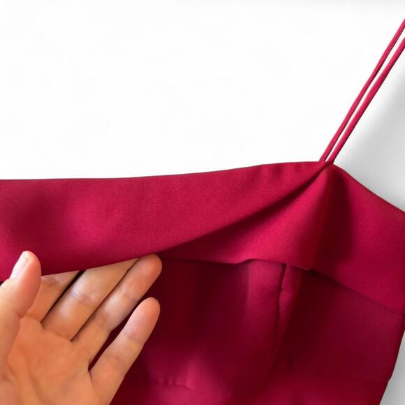 Michaelangelo Red Satin Spaghetti Strap Formal Gown Size 4 Long Evening Dress - Picture 4 of 8